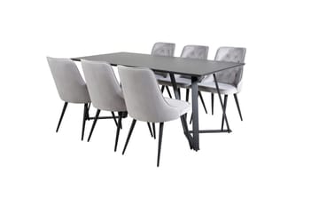Marina spisebord 180 cm med 6 Velvet Deluxe fløyelsstoler - Møbler - Bord - Spisegruppe