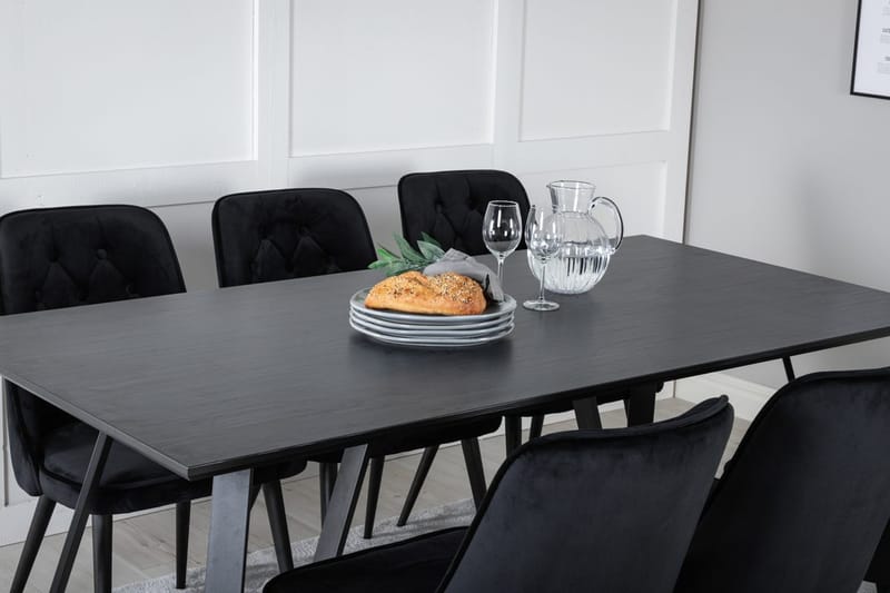 Marina spisebord 180 cm med 6 Velvet Deluxe fløyelsstoler - Møbler - Bord - Spisegruppe