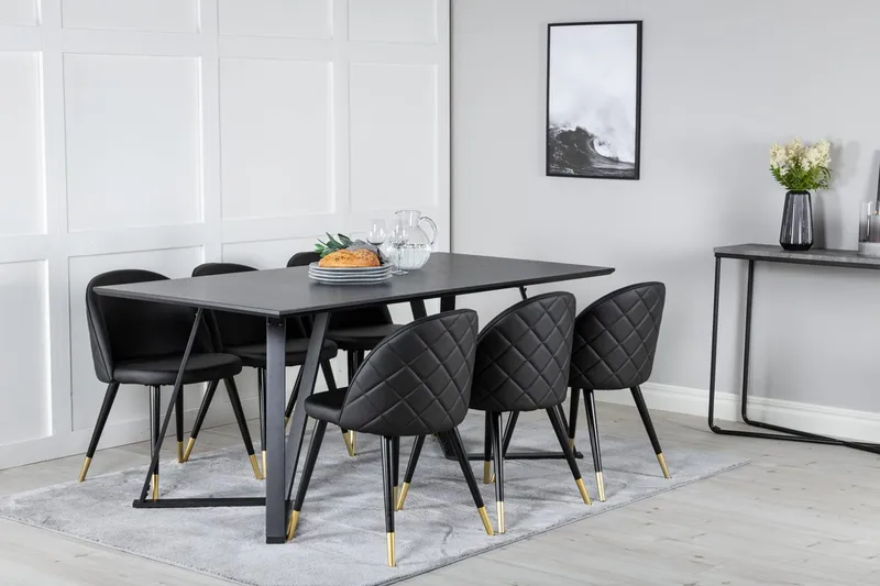 Marina Spisebord 180 cm med 6 Velvet Deluxe Spisestoler