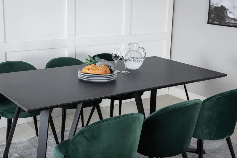 Marina Spisebord 180 cm med 6 Velvet Fløyelsstoler