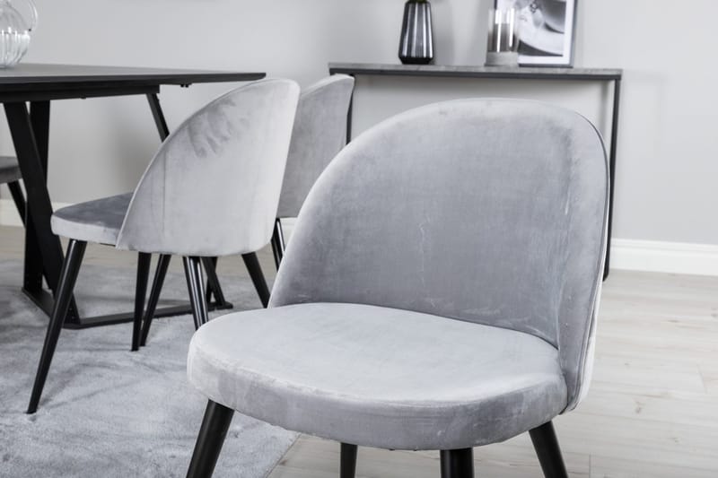 Marina spisebord 180 cm med 6 Velvet kjøkkenstoler i fløyel - Møbler - Bord - Spisegruppe