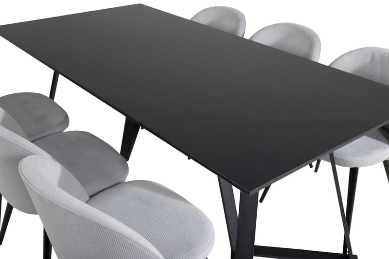 Marina spisebord 180 cm med 6 Velvet spisestoler i kordfløyel - Møbler - Bord - Spisegruppe