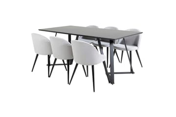 Marina spisebord 180 cm med 6 Velvet spisestoler i kordfløyel - Møbler - Bord - Spisegruppe