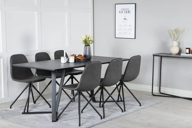Marina spisebord 180 cm med 6 Polar spisestoler