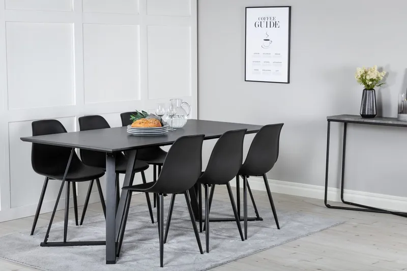 Marina spisebord 180 cm med 6 Polar spisestoler