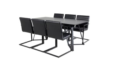 Marina Spisegruppe 180 cm Rektangulær med 6 Art Stoler - Svart - Møbler - Bord - Spisegruppe