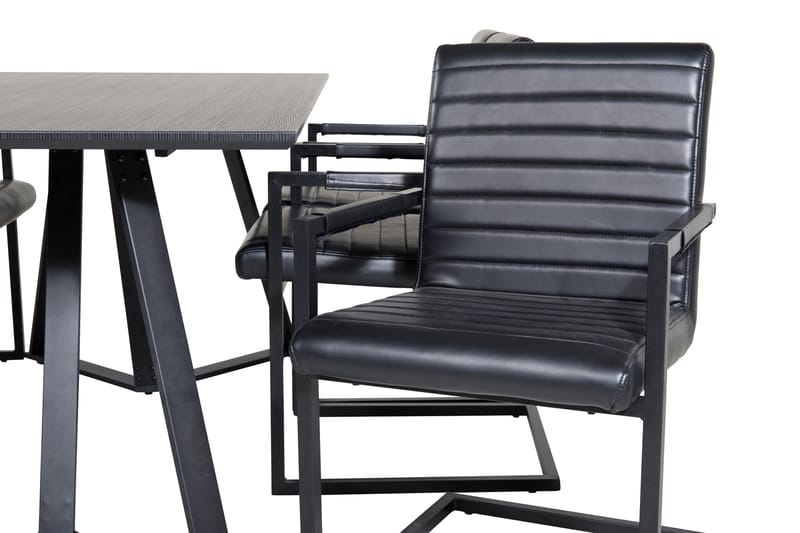 Marina Spisegruppe 180 cm Rektangulær med 6 Art Stoler - Svart - Møbler - Bord - Spisegruppe