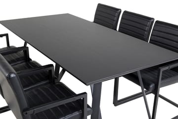 Marina Spisegruppe 180 cm Rektangulær med 6 Art Stoler - Svart - Møbler - Bord - Spisegruppe