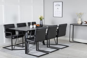Marina Spisegruppe 180 cm Rektangulær med 6 Art Stoler - Svart - Møbler - Bord - Spisegruppe