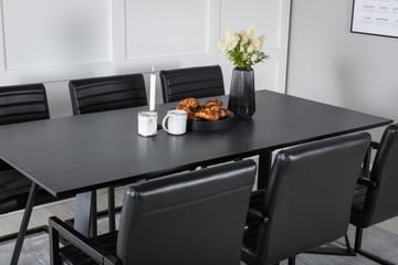 Marina Spisegruppe 180 cm Rektangulær med 6 Art Stoler - Svart - Møbler - Bord - Spisegruppe
