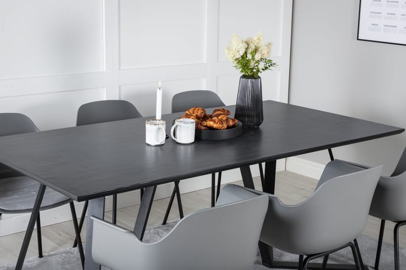 Marina spisegruppe 180 cm rektangulær med 6 Comfort stoler - Svart - Møbler - Bord - Spisegruppe