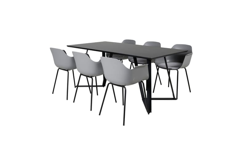 Marina spisegruppe 180 cm rektangulær med 6 Comfort stoler - Svart - Møbler - Bord - Spisegruppe