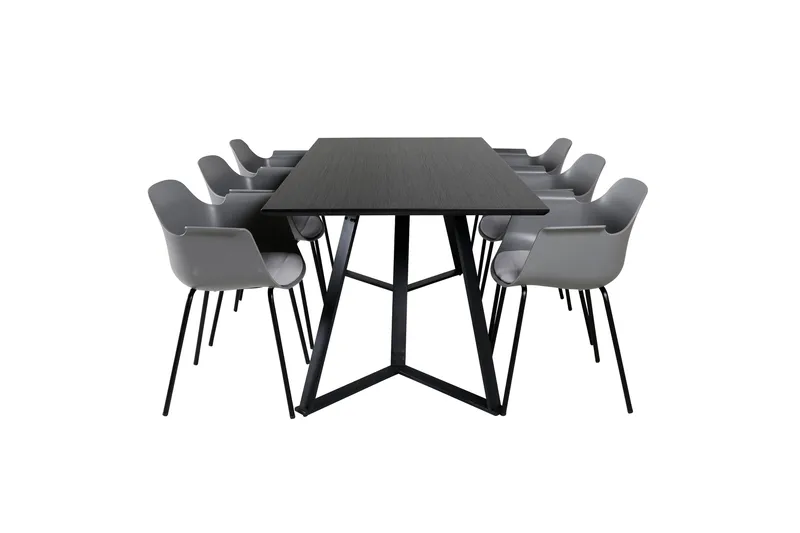 Marina spisegruppe 180 cm rektangulær med 6 Comfort stoler, Svart