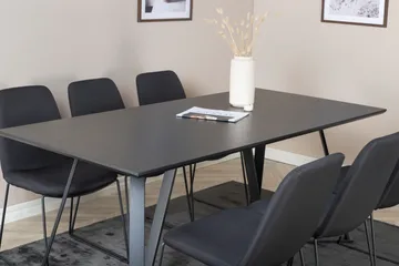 Marina Spisegruppe 180 cm Rektangulær med 6 Muce Stoler - Sort - Møbler - Bord - Spisegruppe
