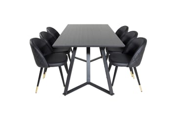 Marina Spisegruppe 180 cm Rektangulær med 6 Velvet Stoler