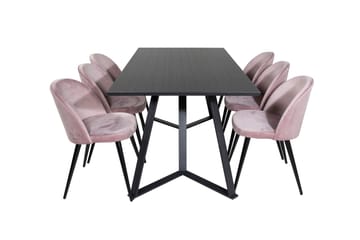 Marina Spisegruppe 180 cm Rektangulær med 6 Velvet Stoler
