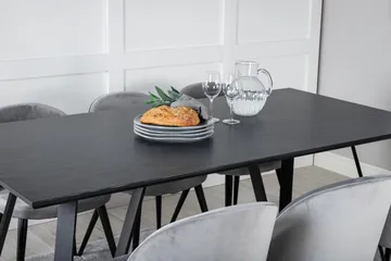 Marina Spisegruppe 180 cm Rektangulær med 6 Velvet Stoler - Sort - Møbler - Bord - Spisegruppe