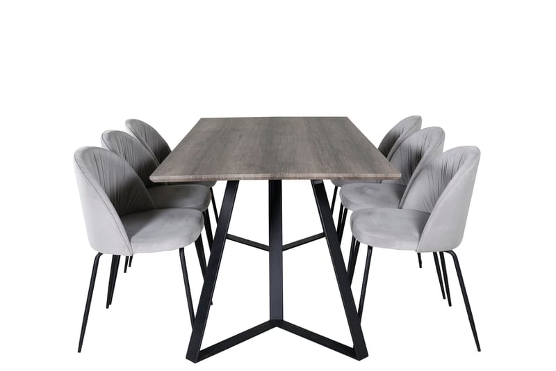 Marina Spisegruppe 180 cm Rektangulær med 6 Wrinkles Stoler, Sort