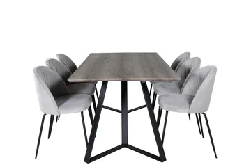Marina Spisegruppe 180 cm Rektangulær med 6 Wrinkles Stoler - Sort - Møbler - Bord - Spisegruppe