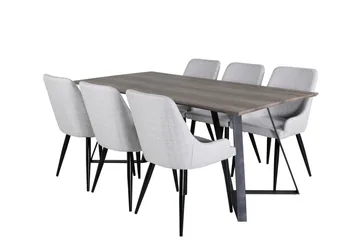 Marina Spisegruppe 180 cm Rektangulær med 6 Plaza Stoler - Sort - Møbler - Bord - Spisegruppe