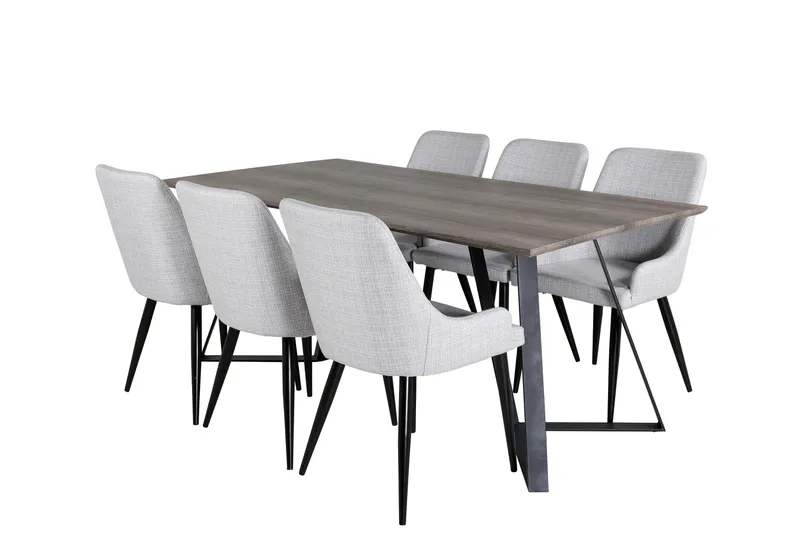 Marina Spisegruppe 180 cm Rektangulær med 6 Plaza Stoler - Sort - Møbler - Bord - Spisegruppe