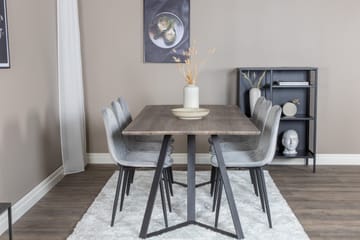 Marina Spisegruppe 180 cm Rektangulær med 6 Polar Stoler - Sort - Møbler - Bord - Spisegruppe