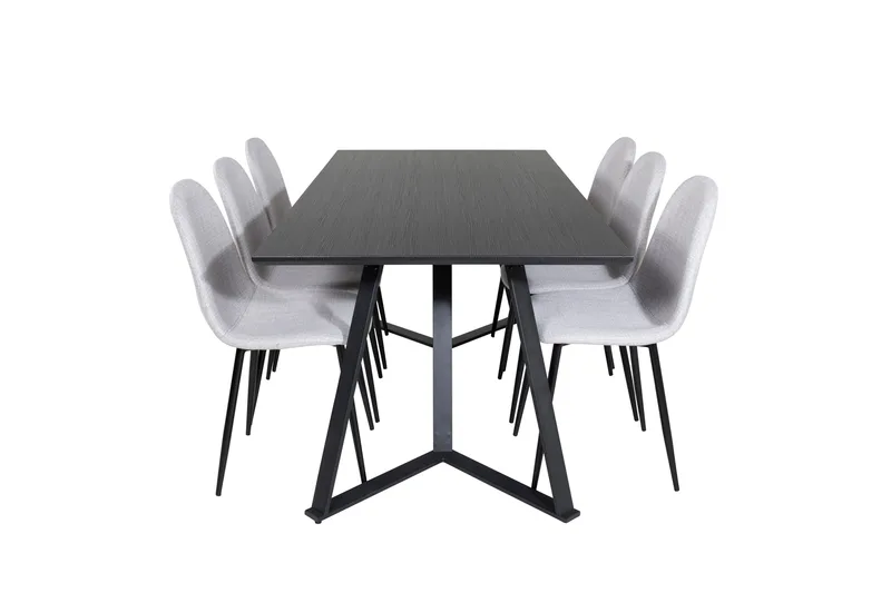 Marina Spisegruppe 180 cm Rektangulær med 6 Polar Stoler, Sort