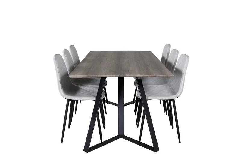 Marina Spisegruppe 180 cm Rektangulær med 6 Polar Stoler, Sort