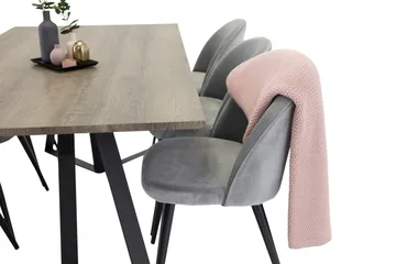 Marina Spisegruppe 180 cm Rektangulært med 6 Velvet Fløyel Spisestoler - Svart / Grå / Brun - Møbler - Bord - Spisegruppe