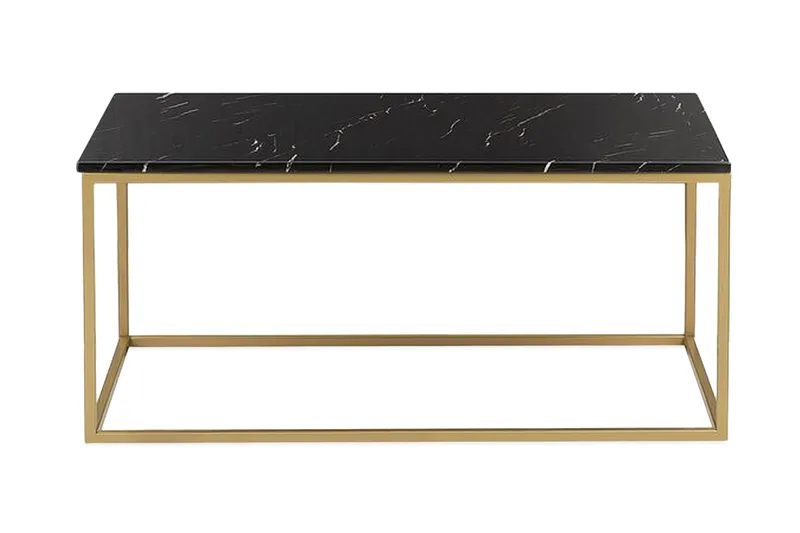 Barreras Sofabord Svart Marmormønster, Svart/Gull