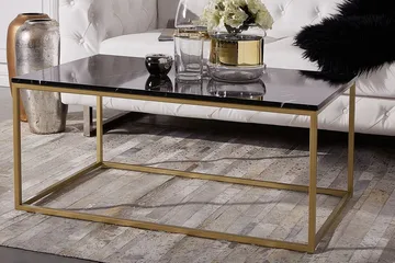 Barreras Sofabord Svart Marmormønster - Svart/Gull - Møbler - Bord - Marmorbord