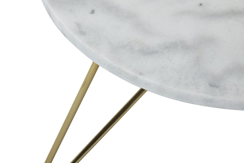 Sidebord Sisko 45 cm Rundt Marmor - Hvit/Messing - Marmorbord - Brettbord og småbord - Lampebord & sidebord