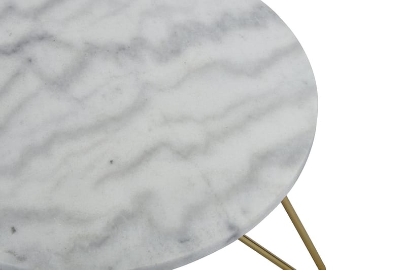 Sidebord Sisko 45 cm Rundt Marmor - Hvit/Messing - Marmorbord - Lampebord & sidebord - Brettbord og småbord