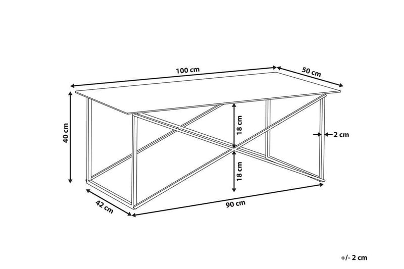 Sofabord Stromback 100 cm Marmormønster - Hvit/Sølv - Marmorbord - Sofabord & salongbord