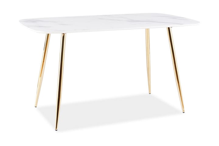 Spisebord Kore 140 cm Marmorlook - Glass/Hvit/Gull - Spisebord & kjøkkenbord - Marmorbord