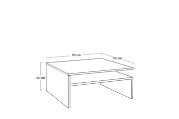 Masao 90 cm Kvadratisk Sofabord med En Hylle i Valnøtt - Valnøttbrun - Møbler - Bord - Sofabord & salongbord