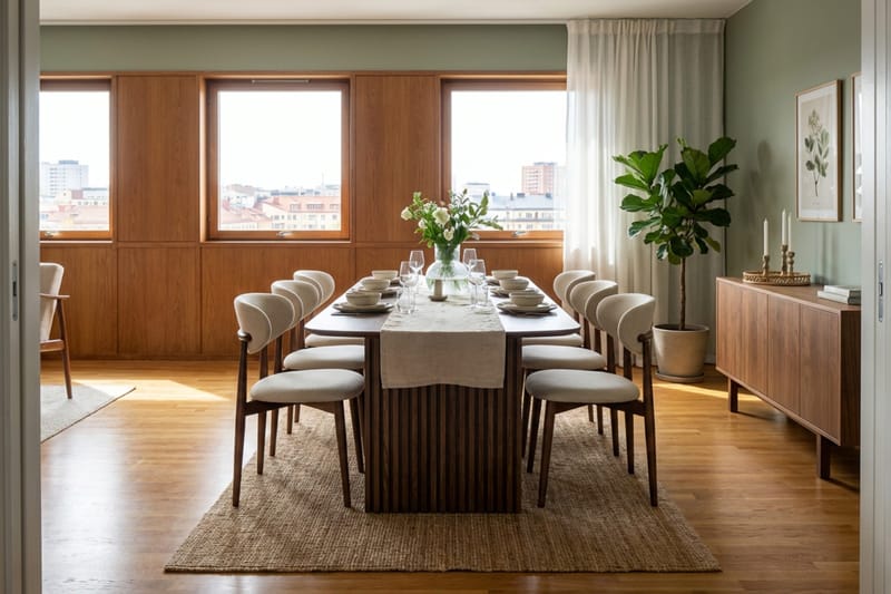 Matgrupp Bark Richeto med Molly stolar Rökt ek/beige - Møbler - Bord - Spisegruppe