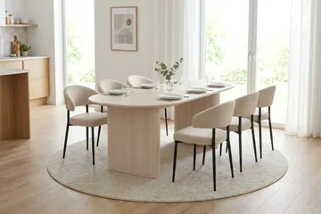 Matgrupp Bark Vitlaserad Beige/svart - Møbler - Bord - Spisegruppe