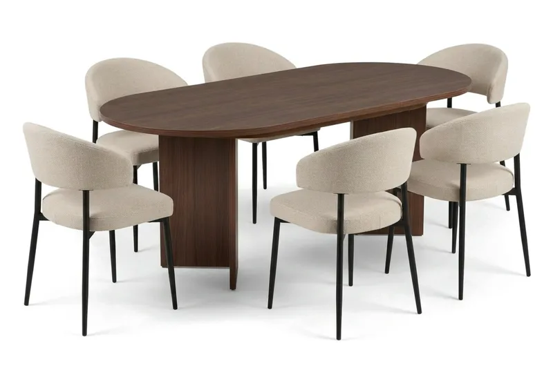 Matgrupp Nordure Beige/Svart - Møbler - Bord - Spisegruppe