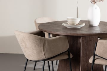 Matgruppe Bootcut 110 cm Rund med 4 Evelina stoler - Mocca/Beige - Møbler - Bord - Spisegruppe