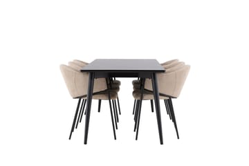 Matgruppe Ellis 230 cm Rektangulær med 6 Evelina stoler - Svart/Beige - Møbler - Bord - Spisegruppe