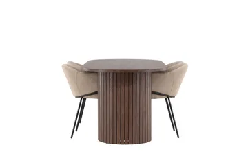 Matgruppe Härön 200 cm Oval med 4 Evelina stoler - Mocca/Beige - Møbler - Bord - Spisegruppe