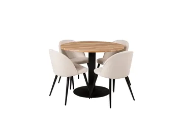 Matgruppe Laura 100 cm Rund med 4 Longreone Stoler - Beige - Møbler - Bord - Spisegruppe