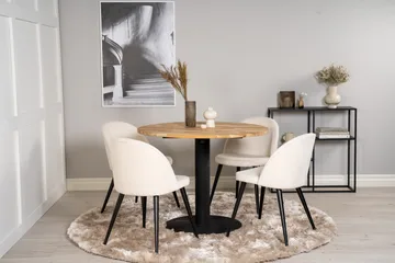 Matgruppe Laura 100 cm Rund med 4 Longreone Stoler - Beige - Møbler - Bord - Spisegruppe