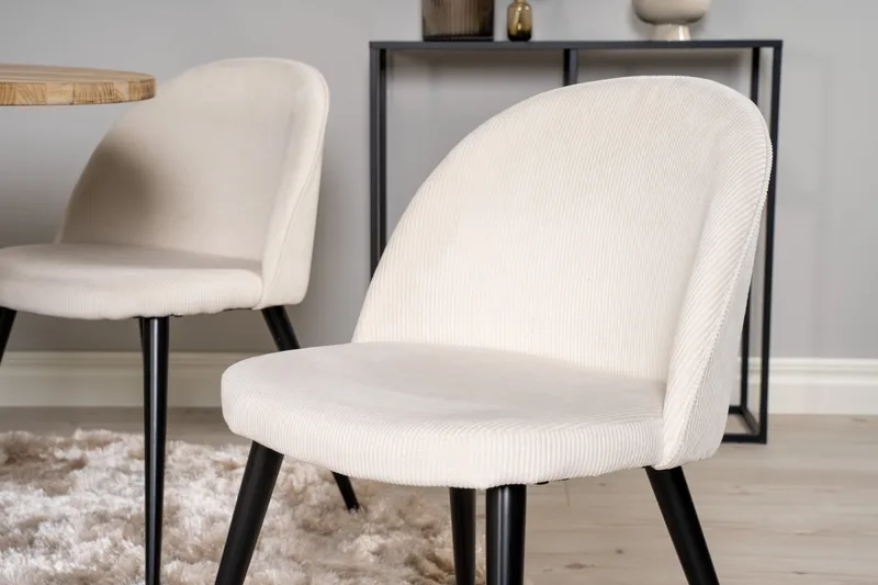 Matgruppe Laura 100 cm Rund med 4 Longreone Stoler - Beige - Møbler - Bord - Spisegruppe