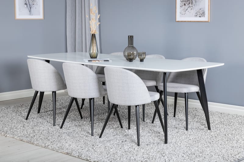 Matgruppe Longreone 240 cm Rektangulær med 6 Longreone Stoler - Svart - Møbler - Bord - Spisegruppe