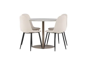 Matgruppe Lycke 110 cm Rund med 4 Polar stoler - Beige/Beige - Møbler - Bord - Spisegruppe