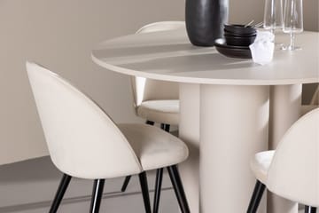 Matgruppe Olivia 110 cm Rund med 4 Velvet stoler - Beige/Beige - Møbler - Bord - Spisegruppe
