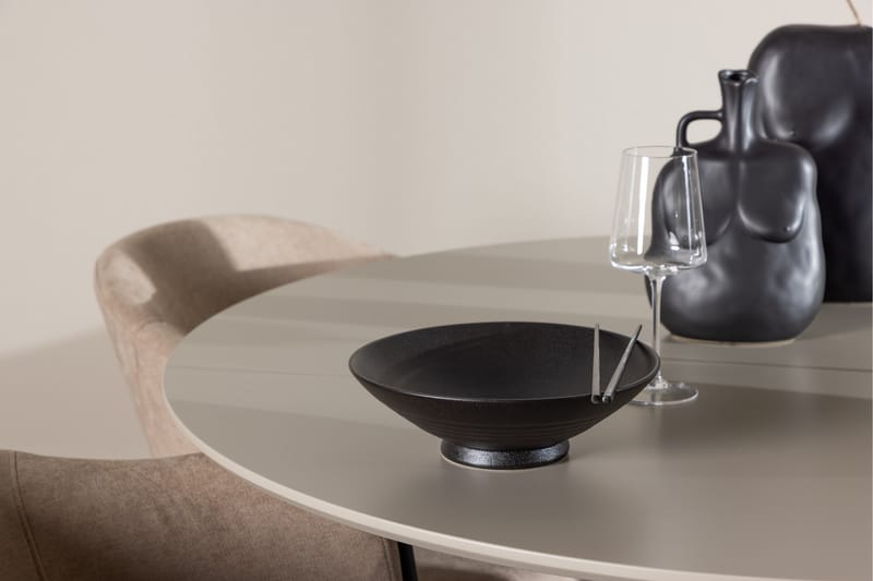 Matgruppe Plaza 120 cm Rund med 4 Evelina stoler - Beige/Beige - Møbler - Bord - Spisegruppe