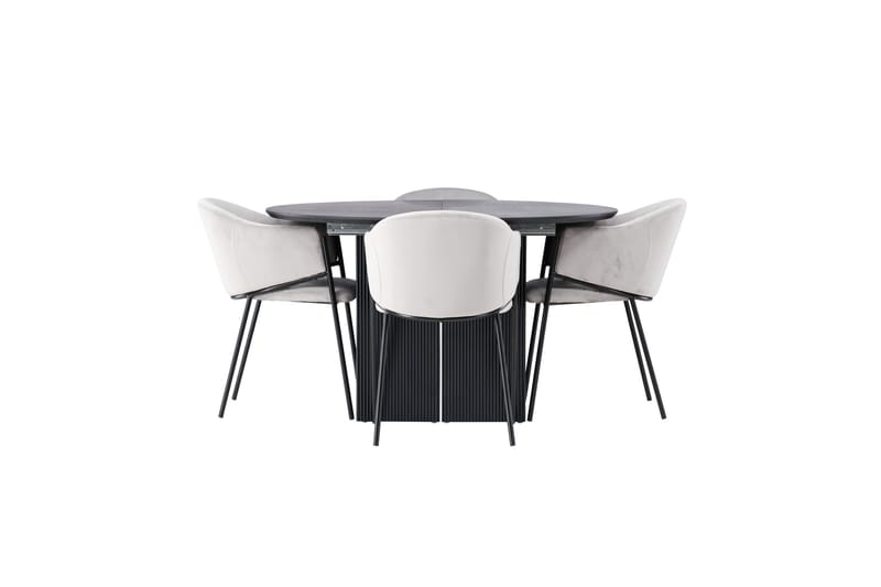 Matilda Matgruppe 130 cm Rund med 4 Evelina Stoler, Sort